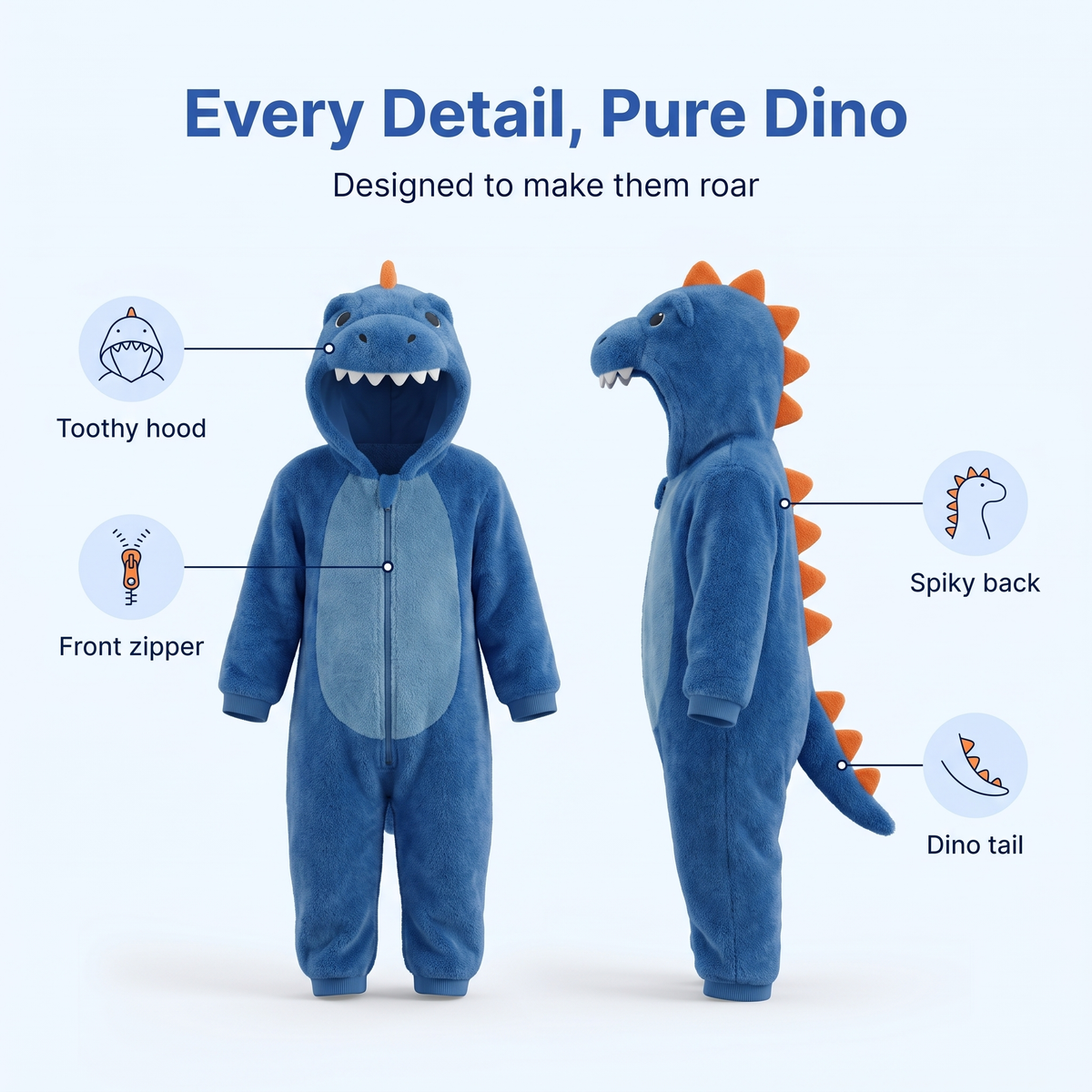 Snugasaur Fluffy Baby Dino Romper