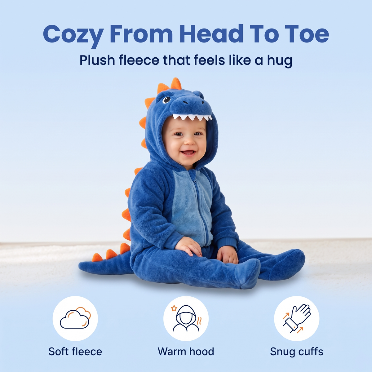 Snugasaur Fluffy Baby Dino Romper