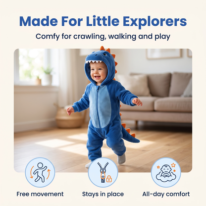 Snugasaur Fluffy Baby Dino Romper
